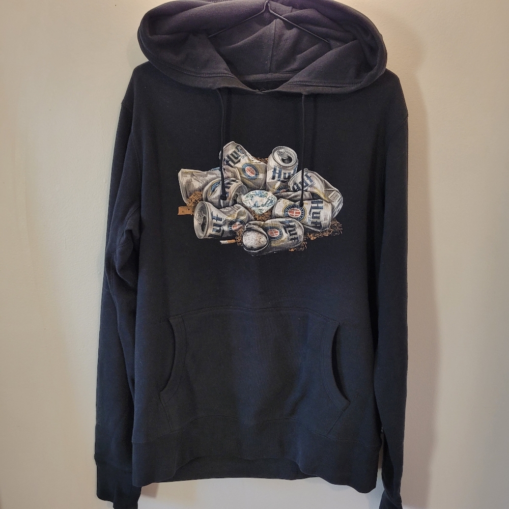 Huf x Diamond Supply black hoodie Beer Cans - Size S